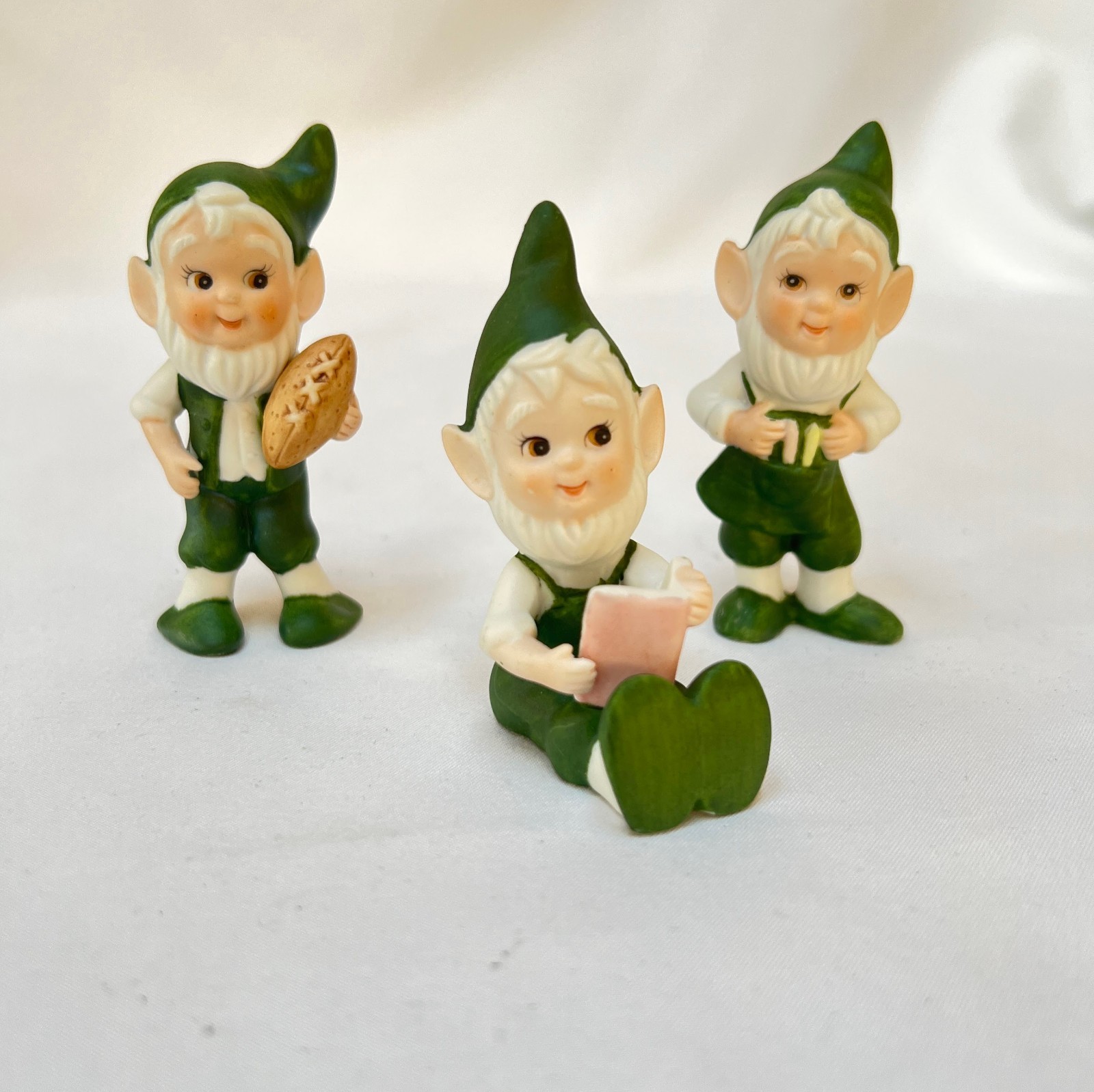 Vintage Lefton Set of 3 Irish Leprechaun Elf Figurines St Patrick's Day or Xmas