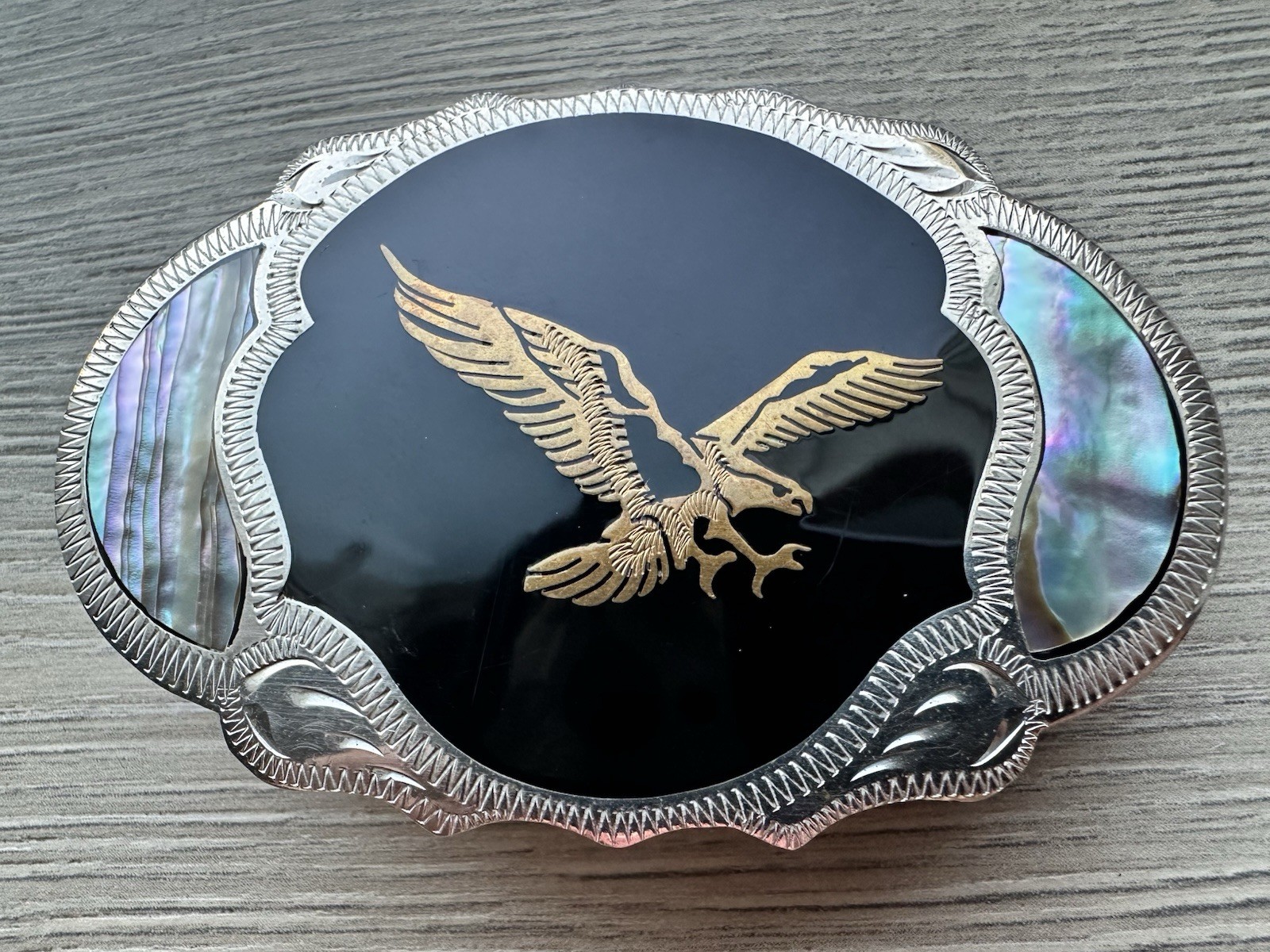 vintage handcrafted western belt buckle by Johnson & Held