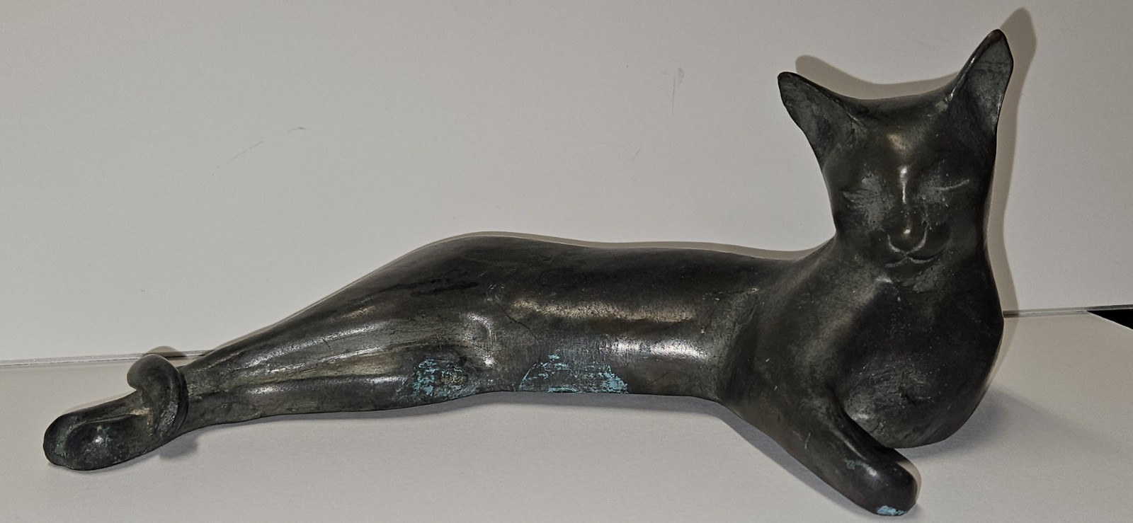 VTG Bronze Pierre Chenet-Style Lounging Siamese Cat Unmarked
