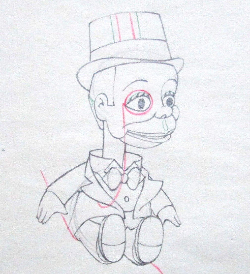 1938 CHARLIE McCARTHY ventriloquist Walt Disney ORIGINAL PRODUCTION cel DRAWING