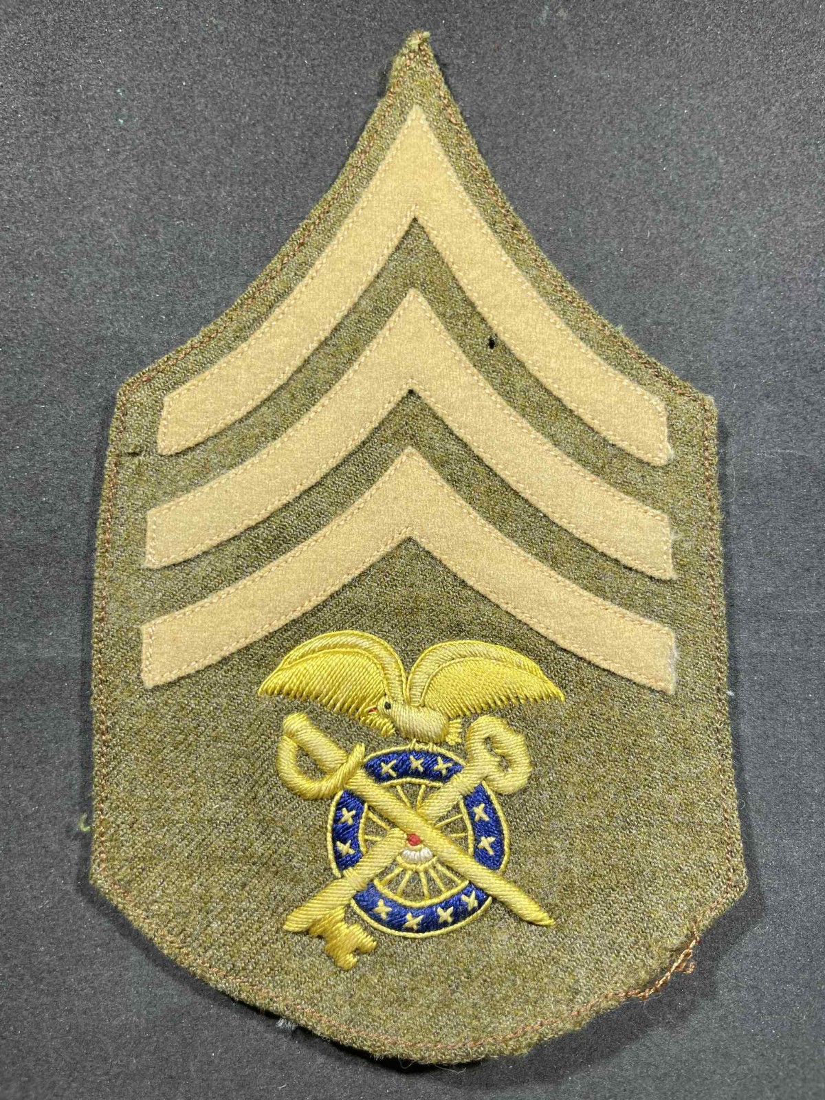 M1902 WW1 US Army Quartermaster Sergeant Patch Sleeve Rank Chevron BULLION