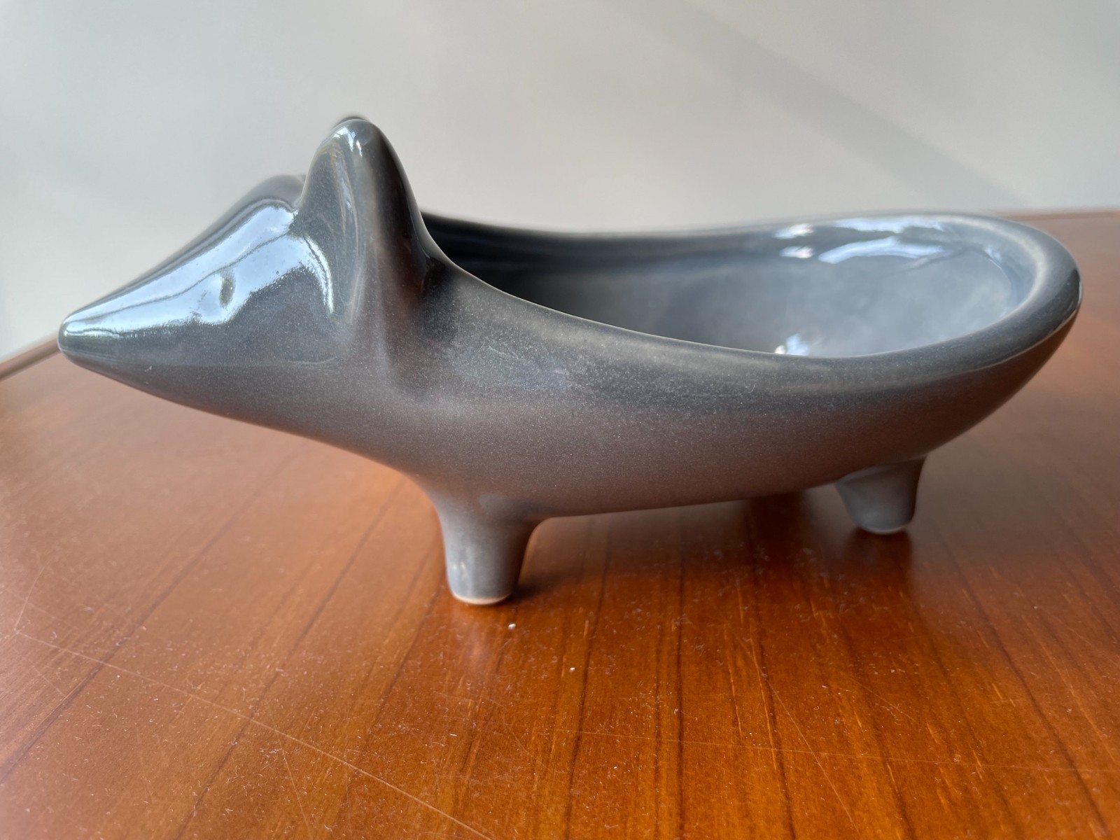 *NEW West Elm Ceramic Planter Whimsical Grey Hedgehog
