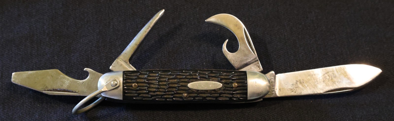 Vintage Etched Blade Ulster Trade Mark No. 114 Scout Knife - Made in USA