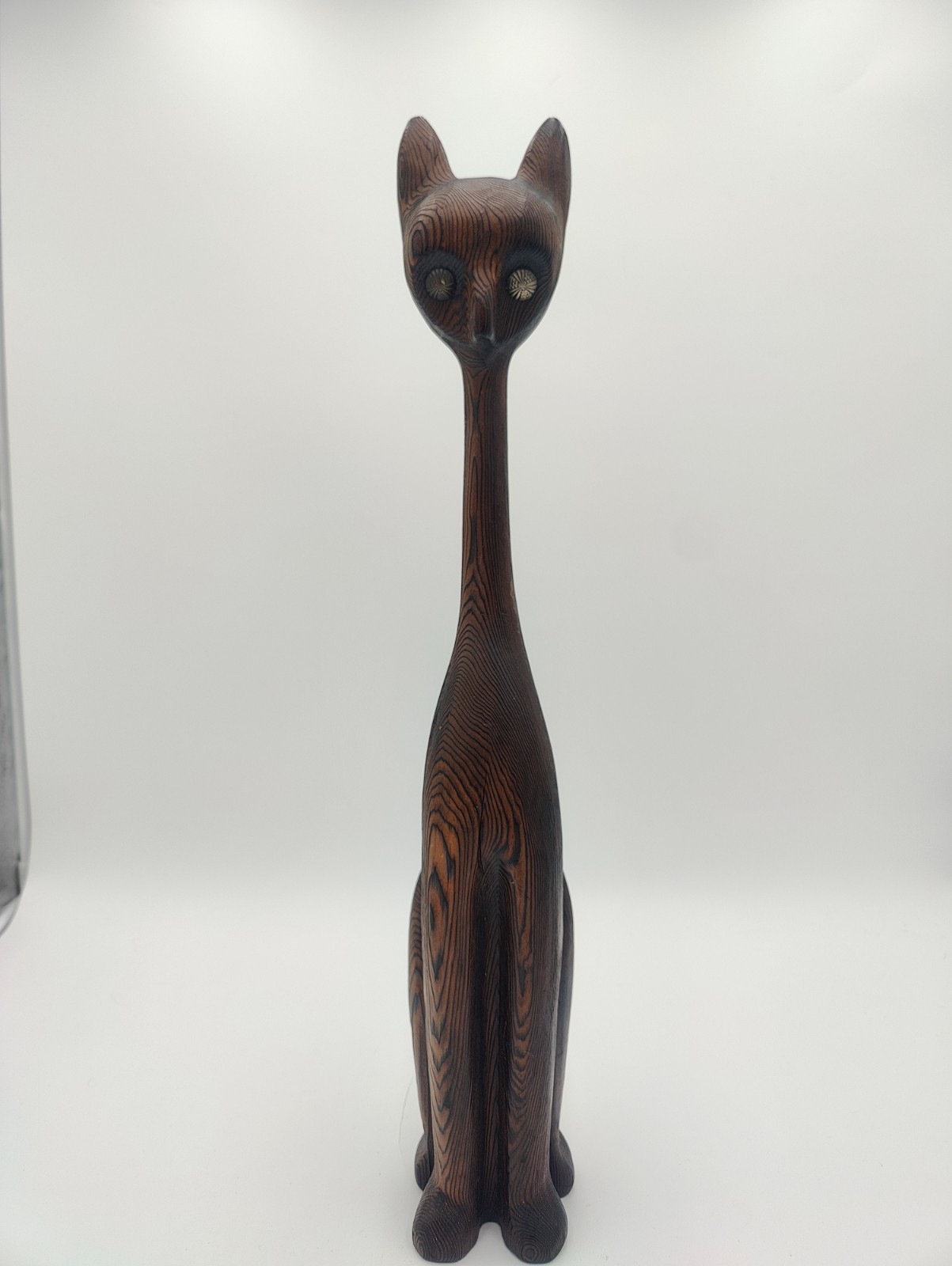 Vintage MCM Witco style wooden cat carving
