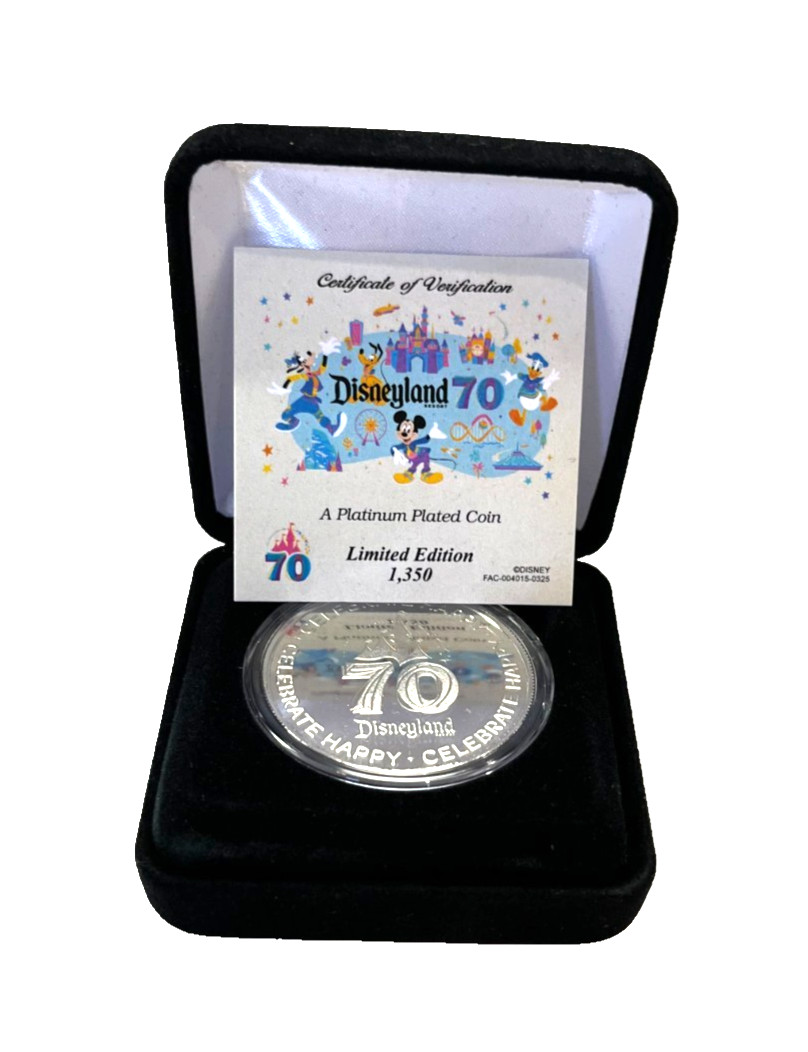 Disneyland 70th Anniversary Limited Edition Platinum Plated Coin #0716/1,350 (A1
