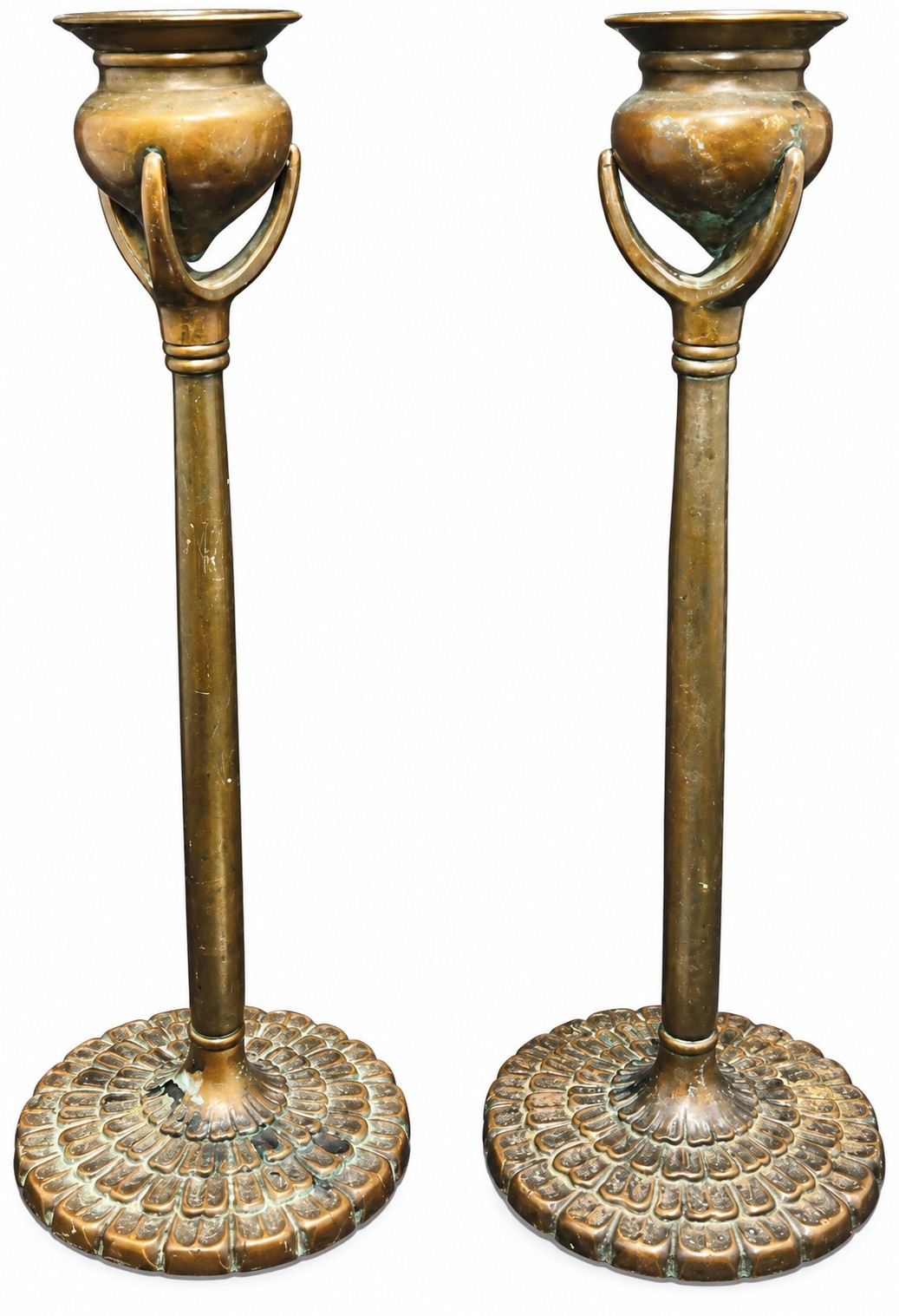 Pair Tiffany Era Bronze Art Nouveau 12\