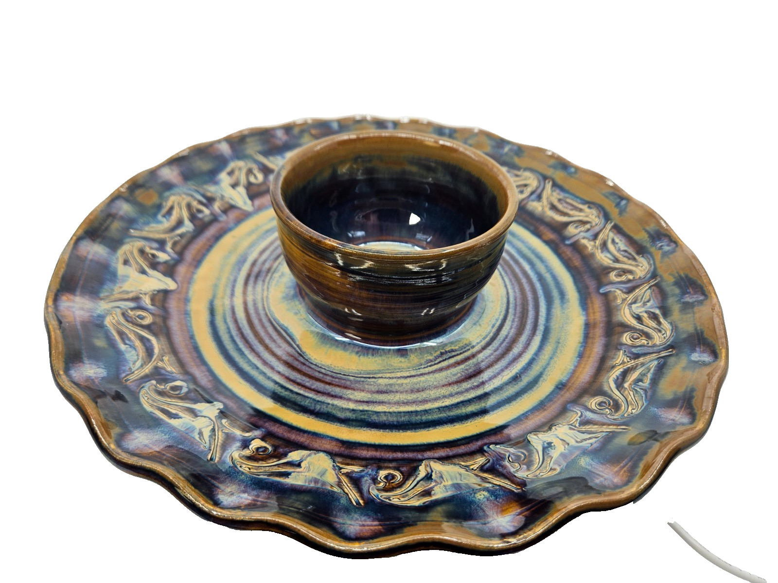 Greg Olson California Studio Pottery Chip Dip Server 13\