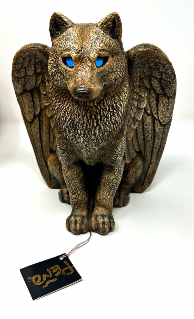 Vintage Windstone Editions Spirit Wolf Candle Lamp M Pena 2012 Blue Eyes w/ Tag