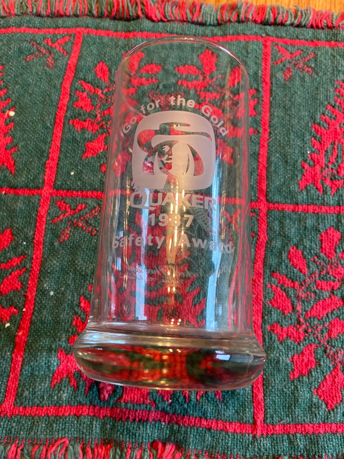 Quaker Oats Danville Plant 1987 safety award glass rare