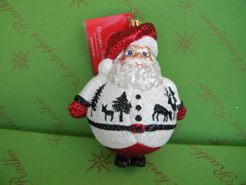 Christopher Radko Winter Scene Ho Ho White Glass Ornament