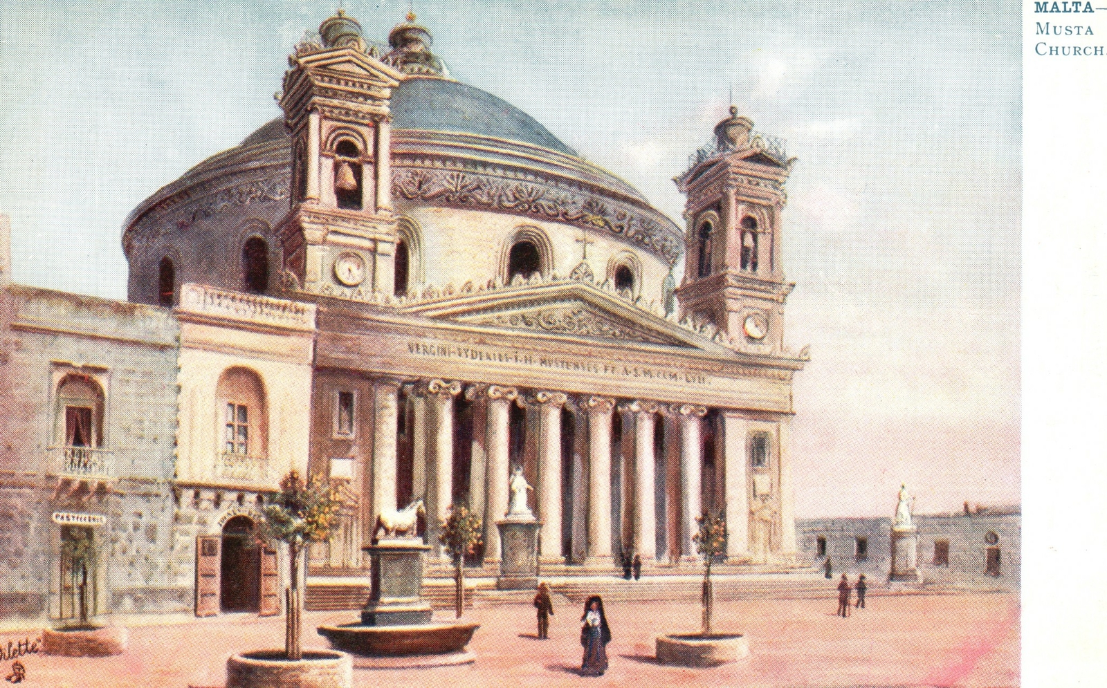 Vintage Postcard Musta Church Malta Pantheon At Rome Model Oilette Raphael Tuck