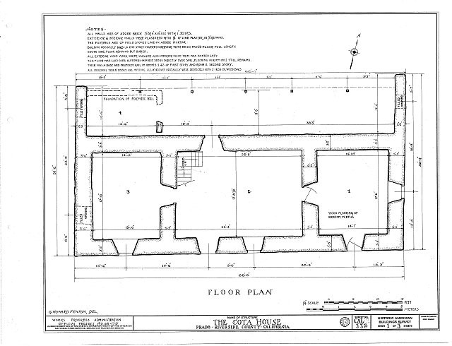 Photo:Corona California Cota House Floor Plan 1930s HABS Riverside County