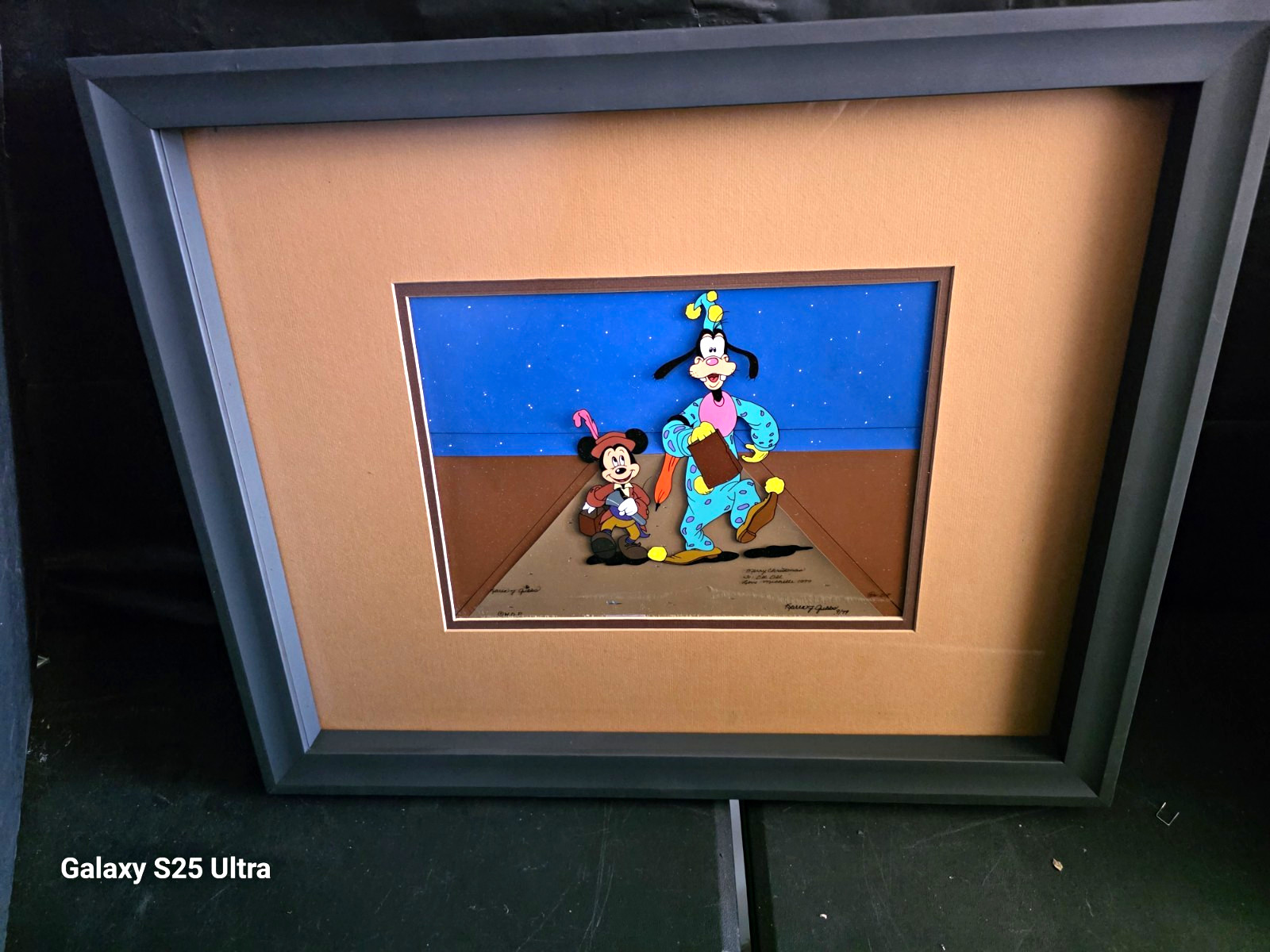 Vintage Disney Animation Cel 1979 / Signed Karen F Gibbs / Mickey Mouse Goofy