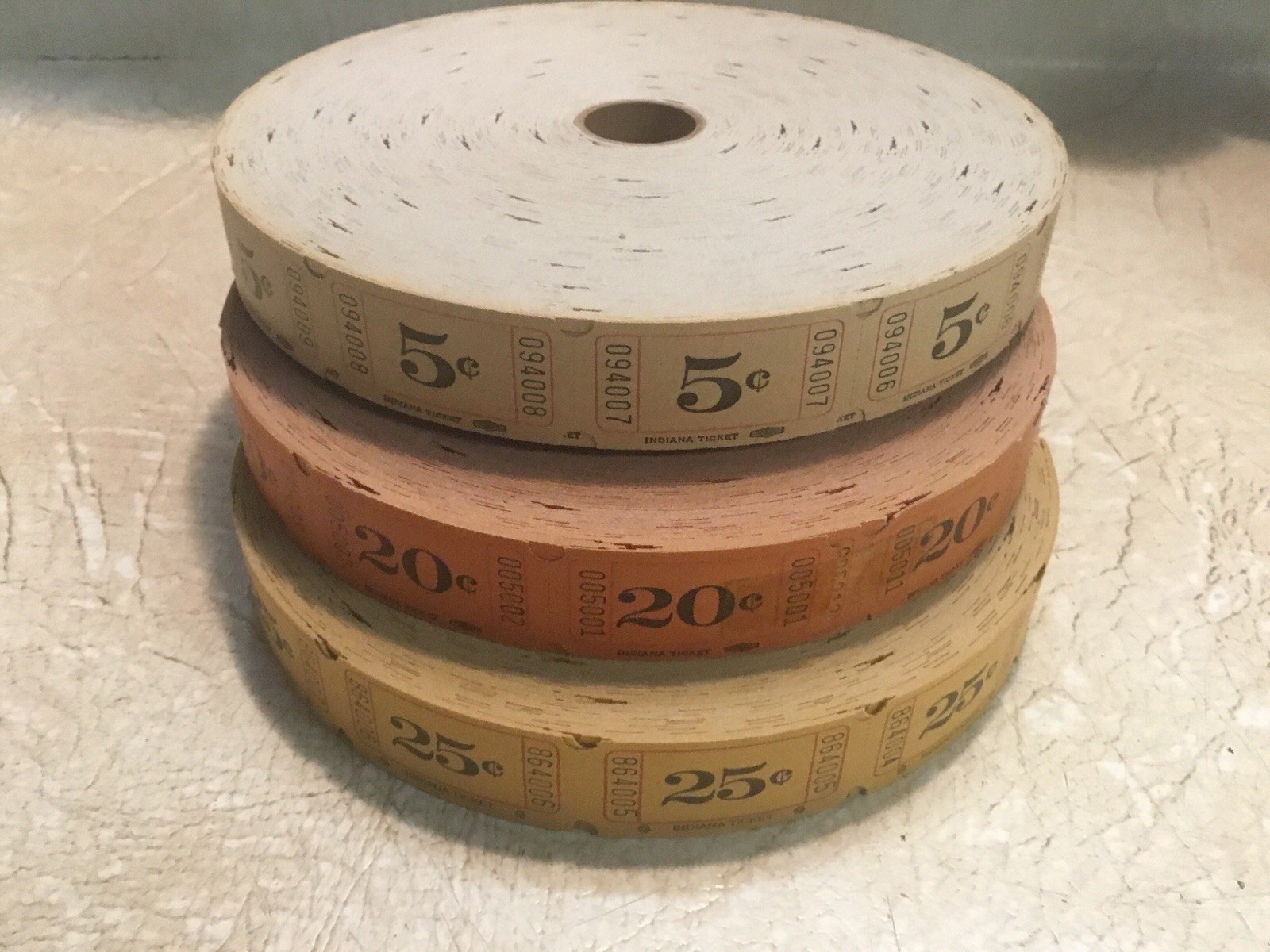 3 Vintage/antique amusement park ticket Roll 5 20 25 Cent Tickets New Lot Of 3