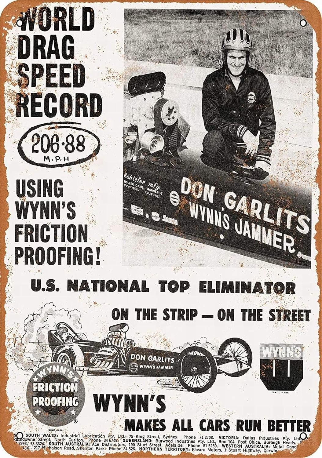 Don Garlits World Drag Speed Record Tin Metal Signs Home Décor 8x12