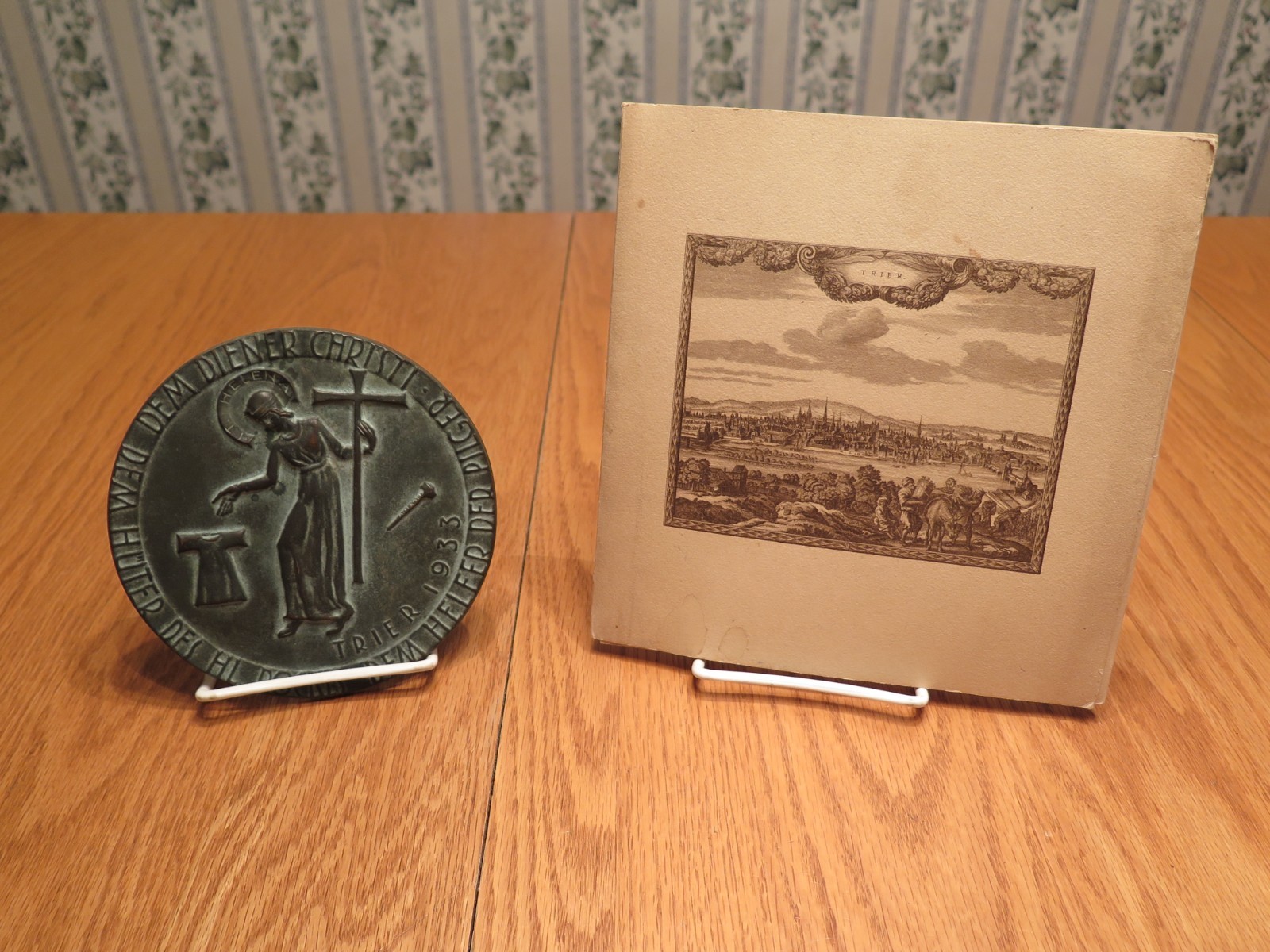 Vintage Large Brass Catholic Devotional Plaque Trier Germany 1933 Wall Hanging