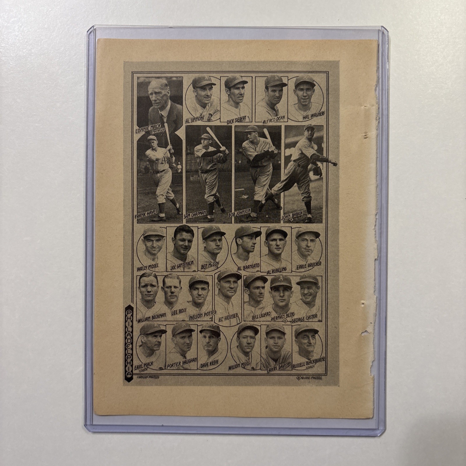 1940 Philadelphia Athletics Picture Connie Mack & Al Simmons Antique Baseball