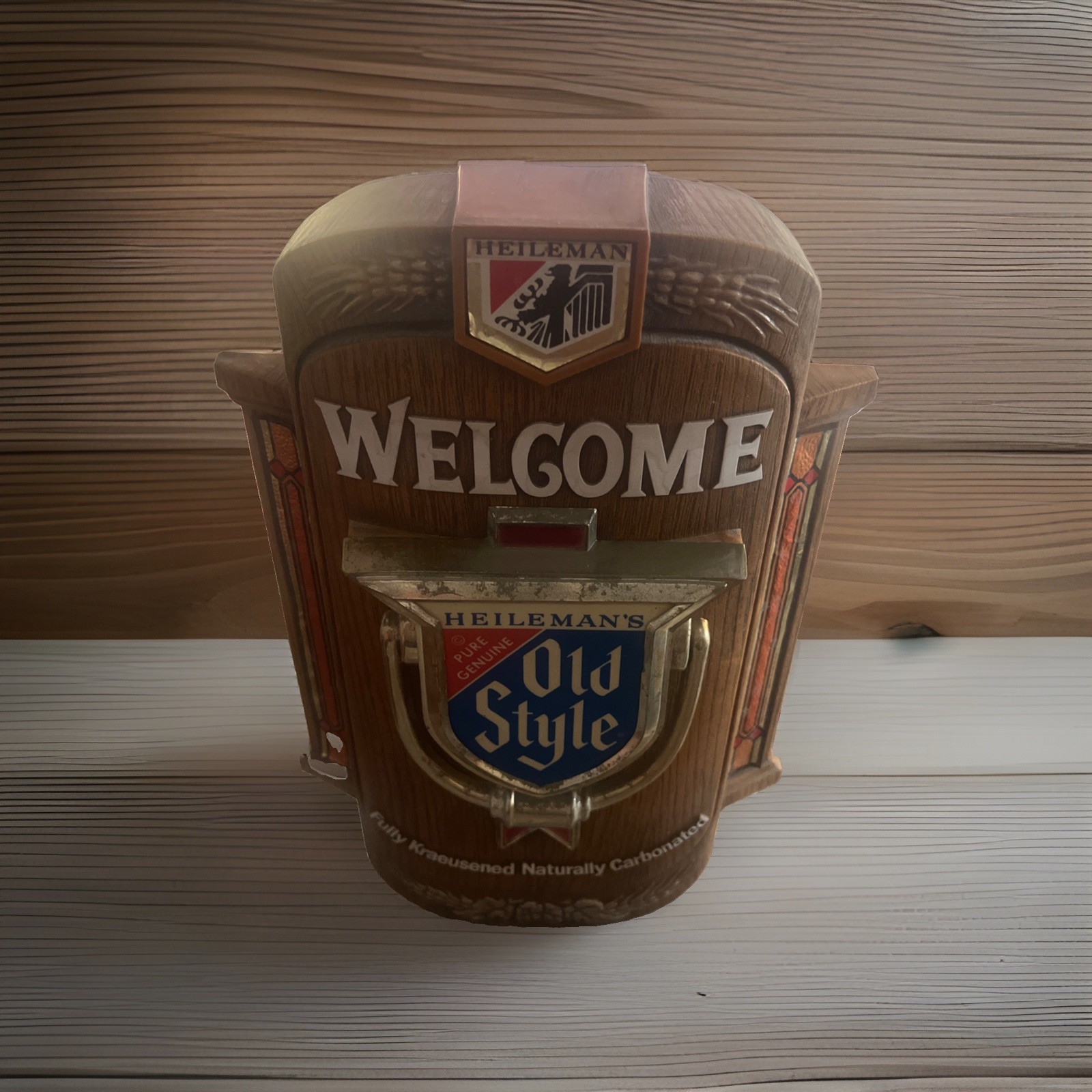 Vintage 1978 Heileman\'s Old Style Door Knocker Welcome Lighted Beer Sign J1