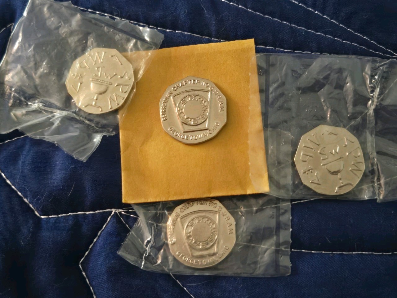 4 VTG Masonic Georgetown OHIO 5 Chapter Shekel Token Lot RAM HTWSSTKS SEALED OLD