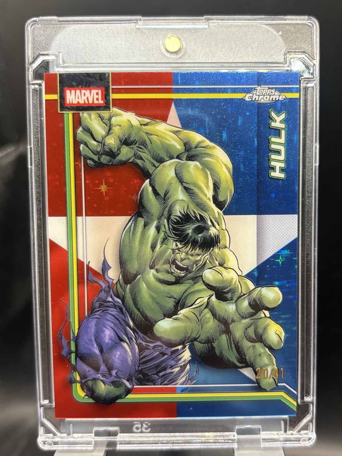 2026 Topps Chrome Marvel Comics Hulk #050 Red White Blue #/41