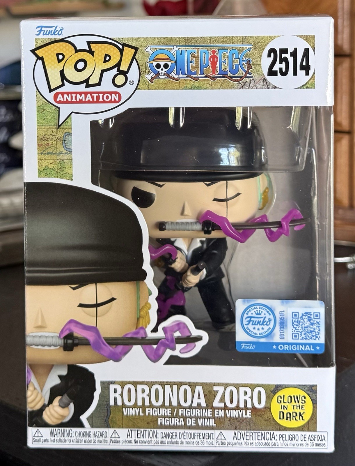 GITD Funko Pop One Piece: RORONOA ZORO #2514 GameStop (Exclusive) w/Protector