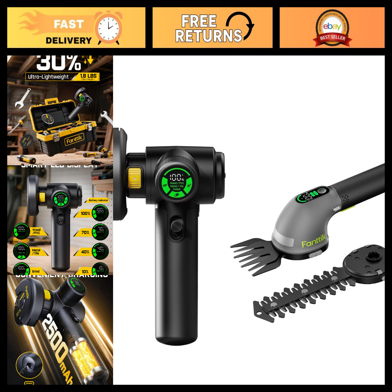 Fanttik M10 ACE Cordless Angle Grinder Brushless & Fanttik Z10 Pro Cordless Hedg