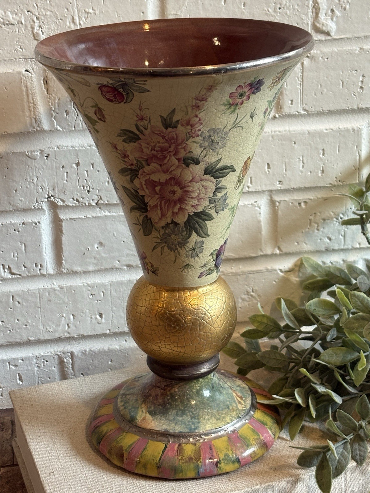 Retired Beautiful Mackenzie Childs Evervolving Large Vase 2001 Rare 