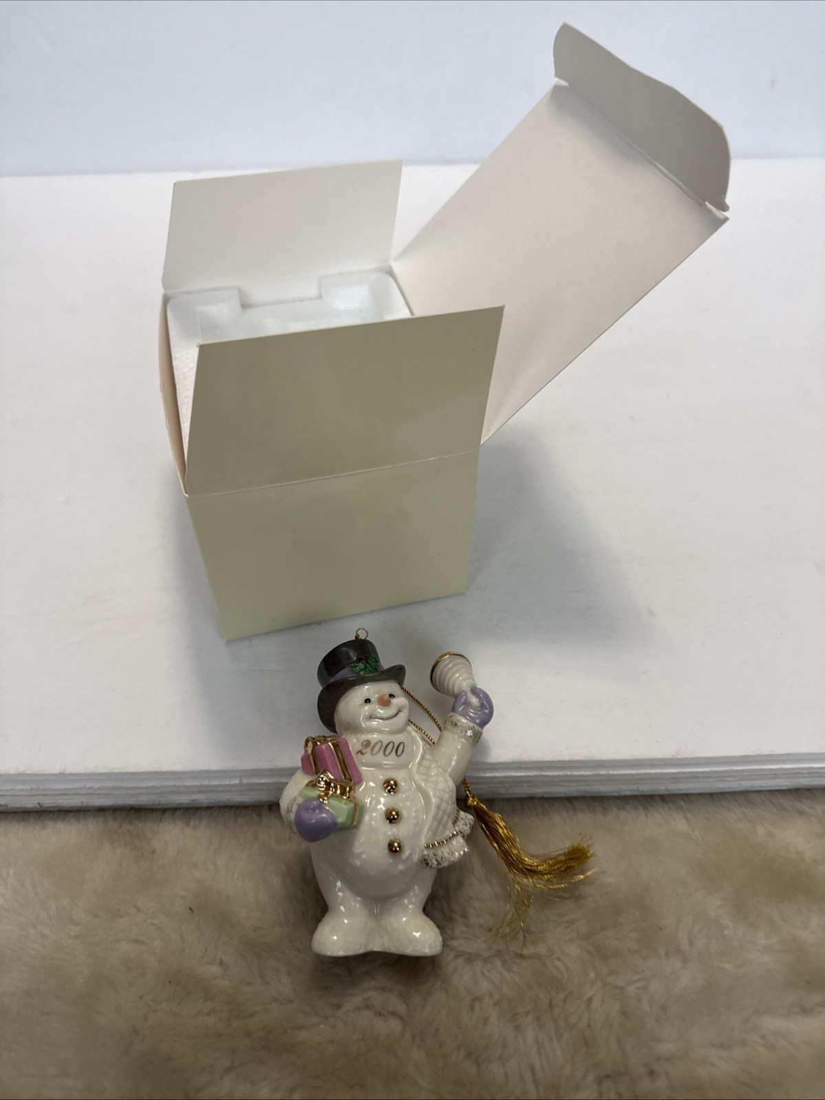 Lenox 2000 Annual Snowman Ornament Collection Ringing In the Millenium Christmas