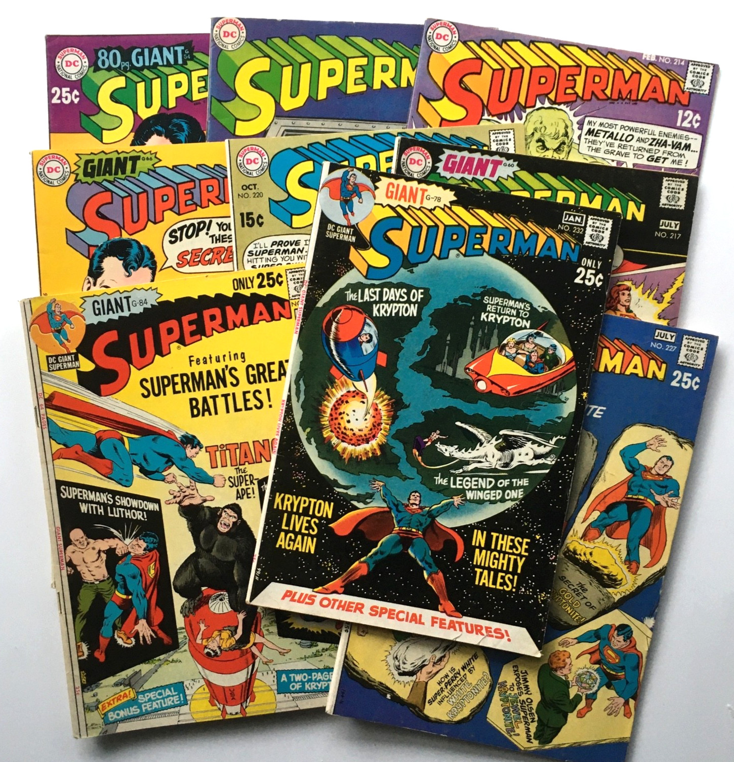 SUPERMAN x9 212 213 214 217 220 222 232 237 239 early BRONZE F/VF+ 1970-71