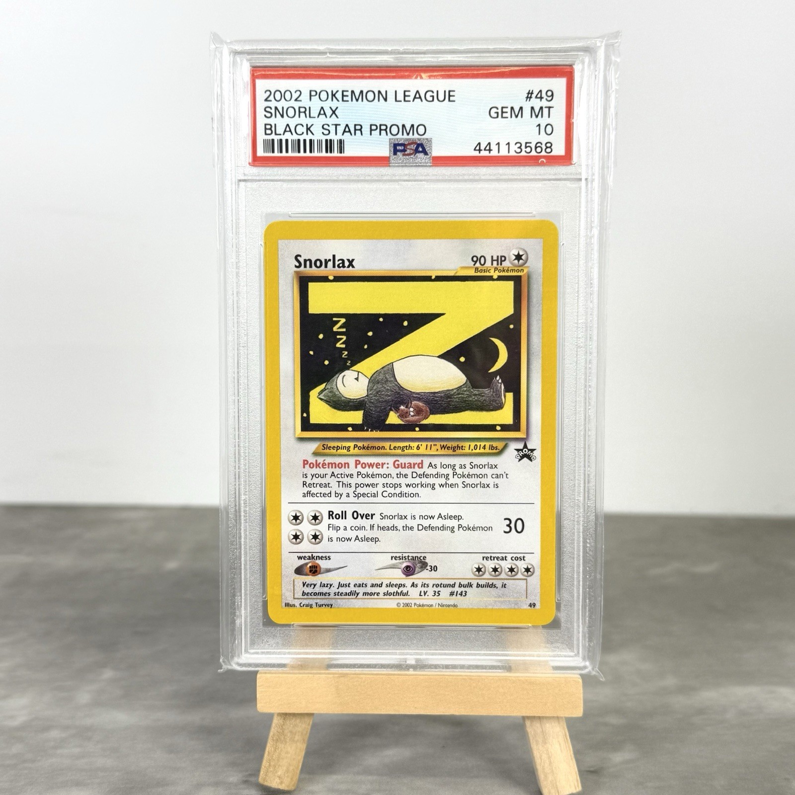 2002 POKEMON LEAGUE PROMO BLACK STAR #49 SNORLAX PSA 10
