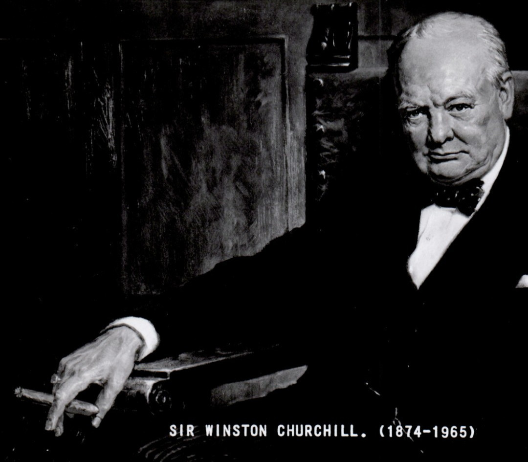 Sir Winston Churchill Cigar Smoking 1874 - 1965 RPPC England Friths Postcard