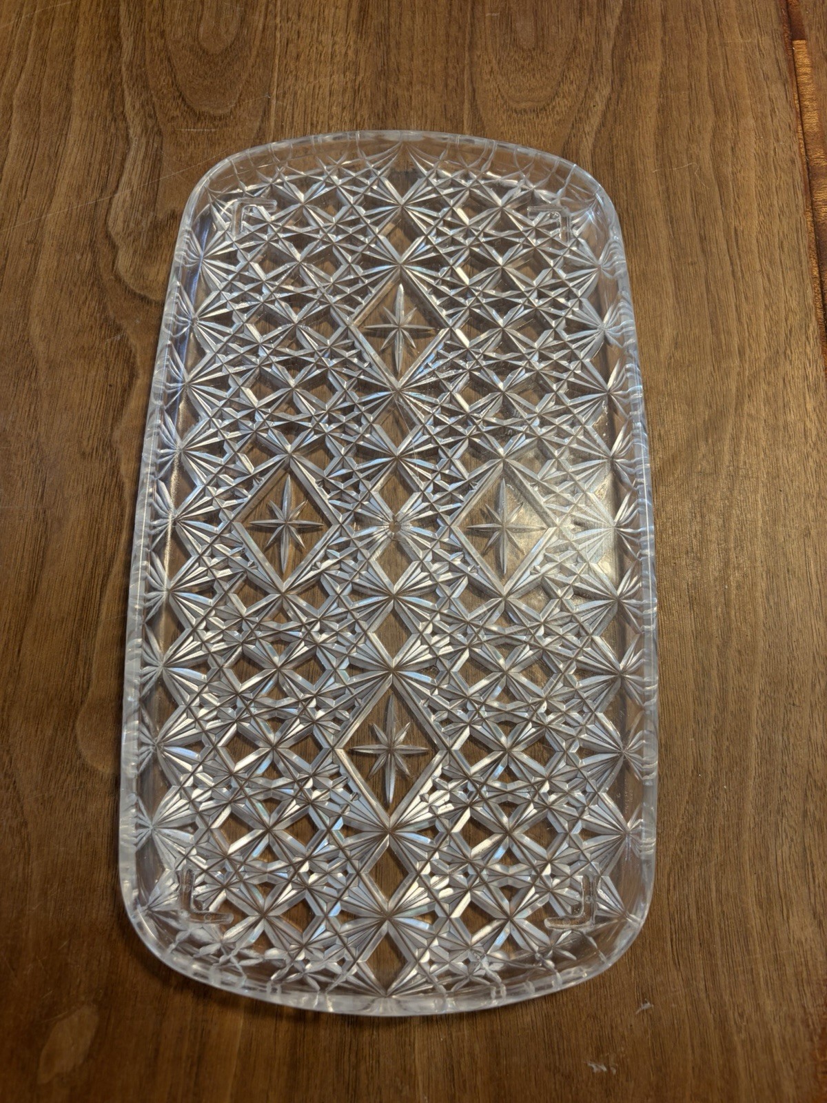 Vintage 1960s Starburst Mid Century Atomic Clear Vanity Serving Tray Platter 