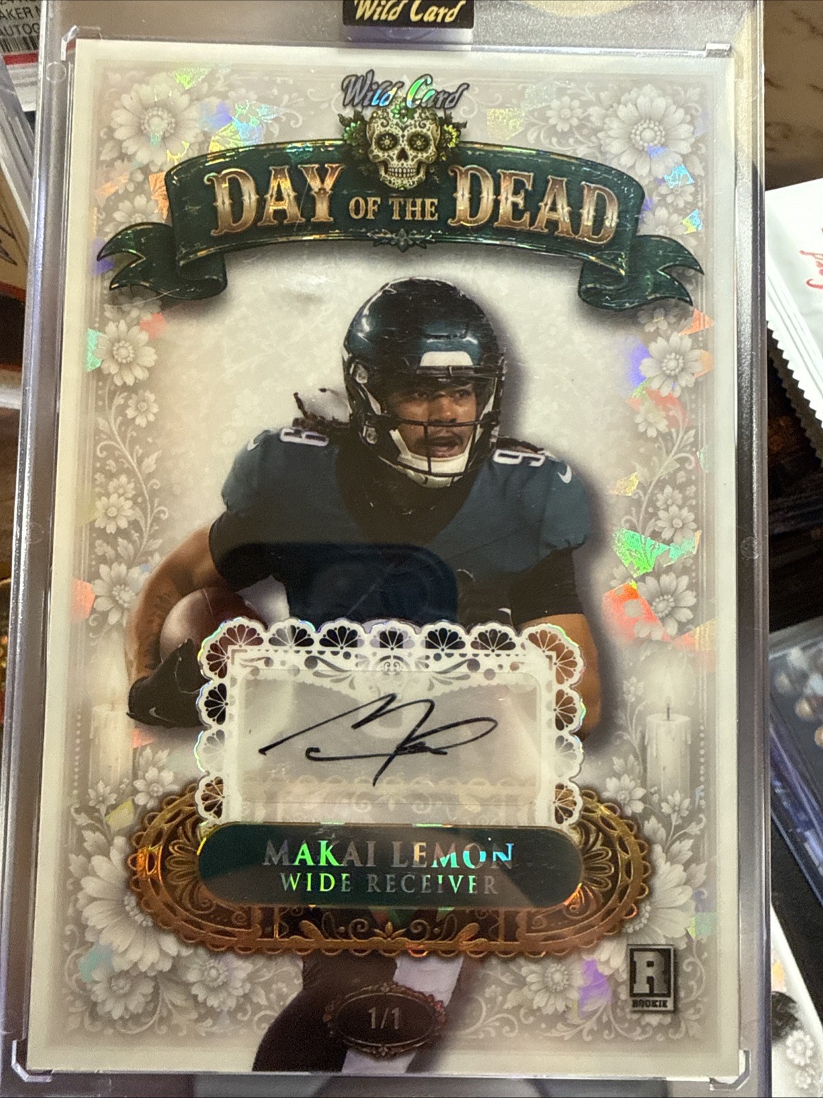 Makai Lemon 1/1 Auto Wild Card Rare White Background Day Of Dead Sugar Skull
