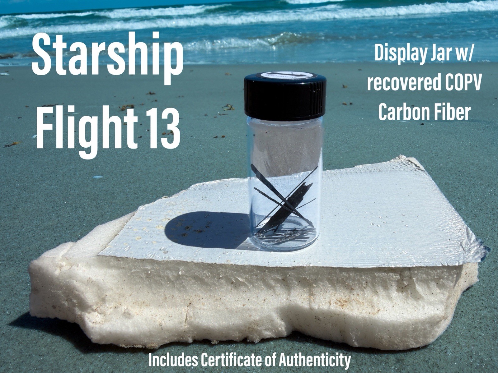 SpaceX Starship Flight 13 Flown COPV Carbon Fiber Fragments Custom Display Glass