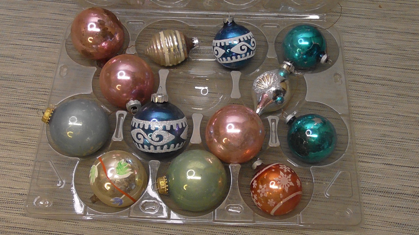 Vintage Glass Christmas Ornaments Mixed Lot of 13- Shiny Brite MCM Mercury
