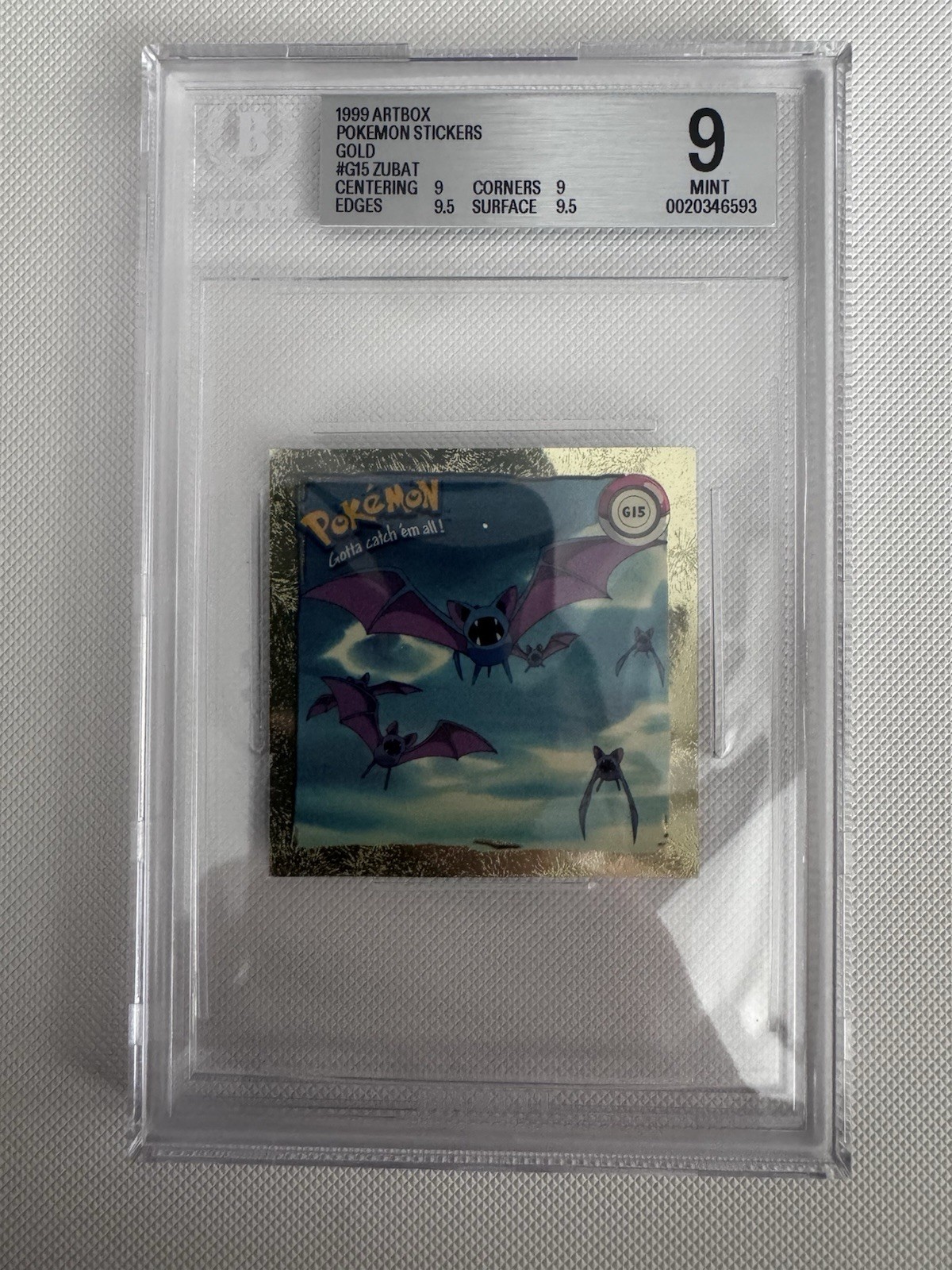 ZUBAT Rare Gold Sticker #G15 1999 Pokemon Artbox Series 1 - BGS 9 Mint