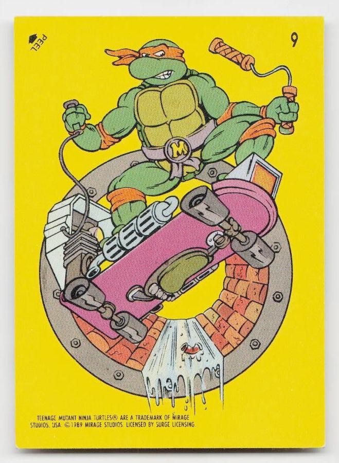 1989 Topps Teenage Mutant Ninja Turtles #9 Michaelangelo (Skateboard) Stickers