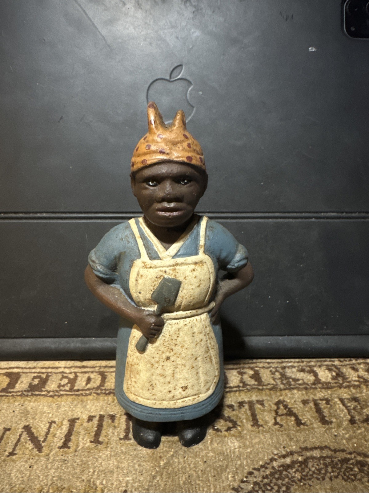 Rare Antique Woman Cast Iron Doorstop