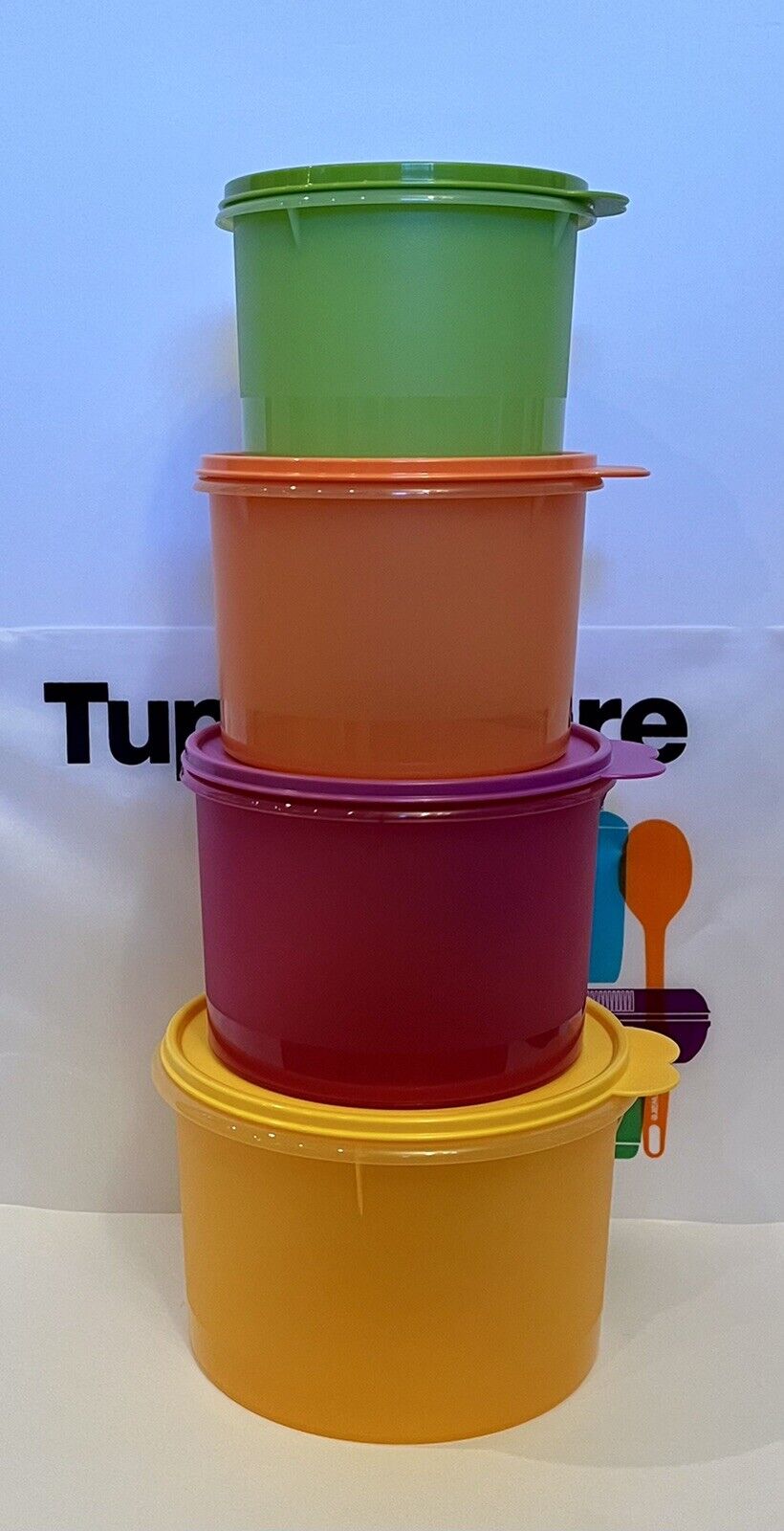 Tupperware Stacking Nesting Canisters 4 Pc Storage Canning Crafts Toys Decor NEW
