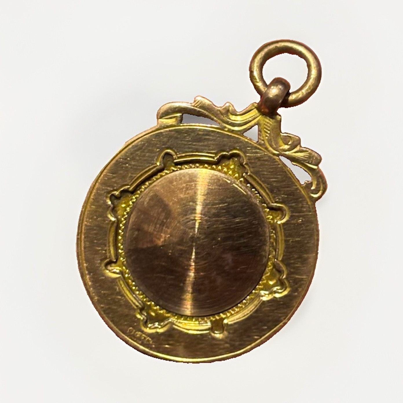 Vintage 1956 Engraved Presbyterian Round Gold Dangle Pendant, Signed 9k 375 5.6g