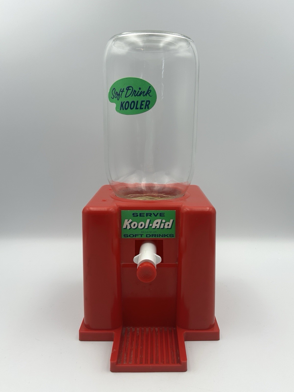 Vintage 1960s Kool Aid Soft Drink Kooler Toy Dispenser Red Base Trim Toys Glass