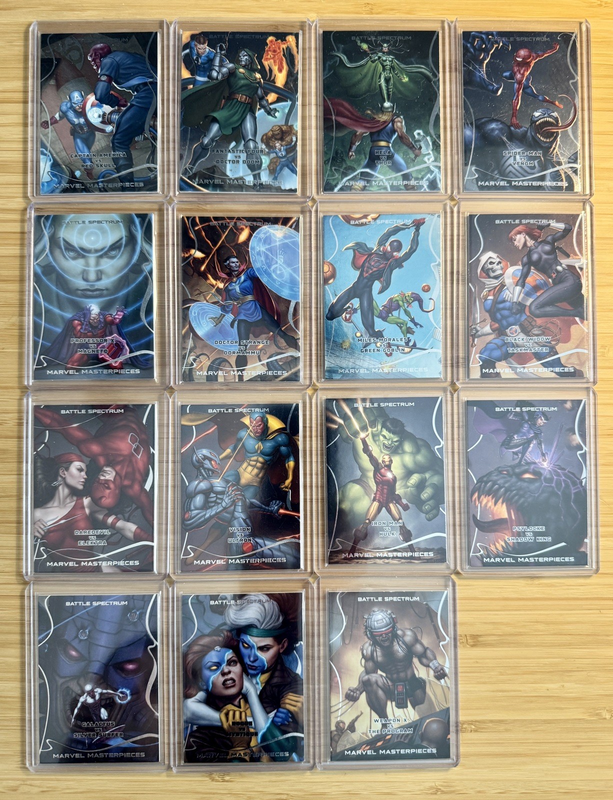 2022 UD Marvel Masterpieces BATTLE SPECTRUM Complete Set 15 Cards #BS1-15