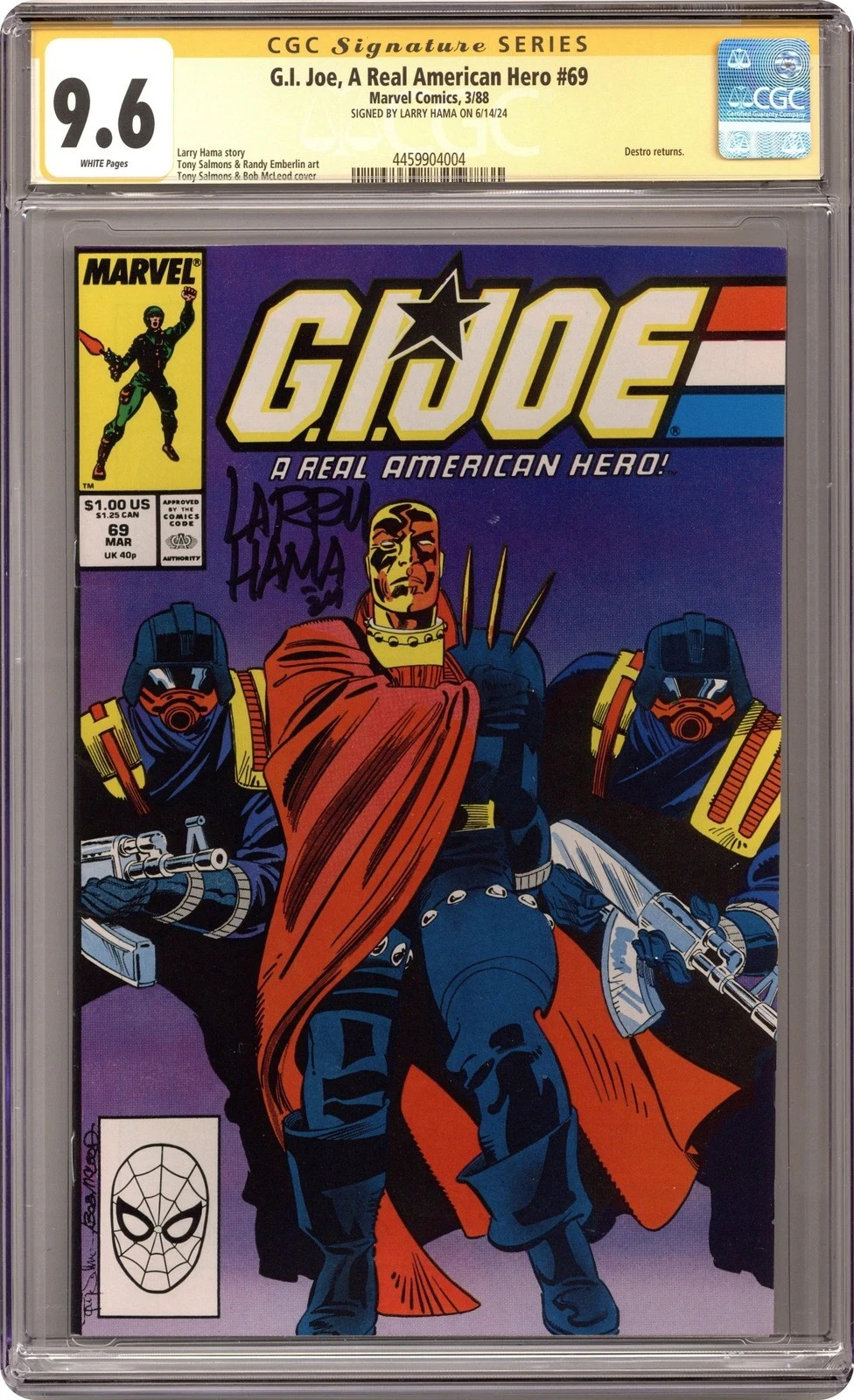 GI Joe #69 CGC 9.6 SS Signed Larry Hama