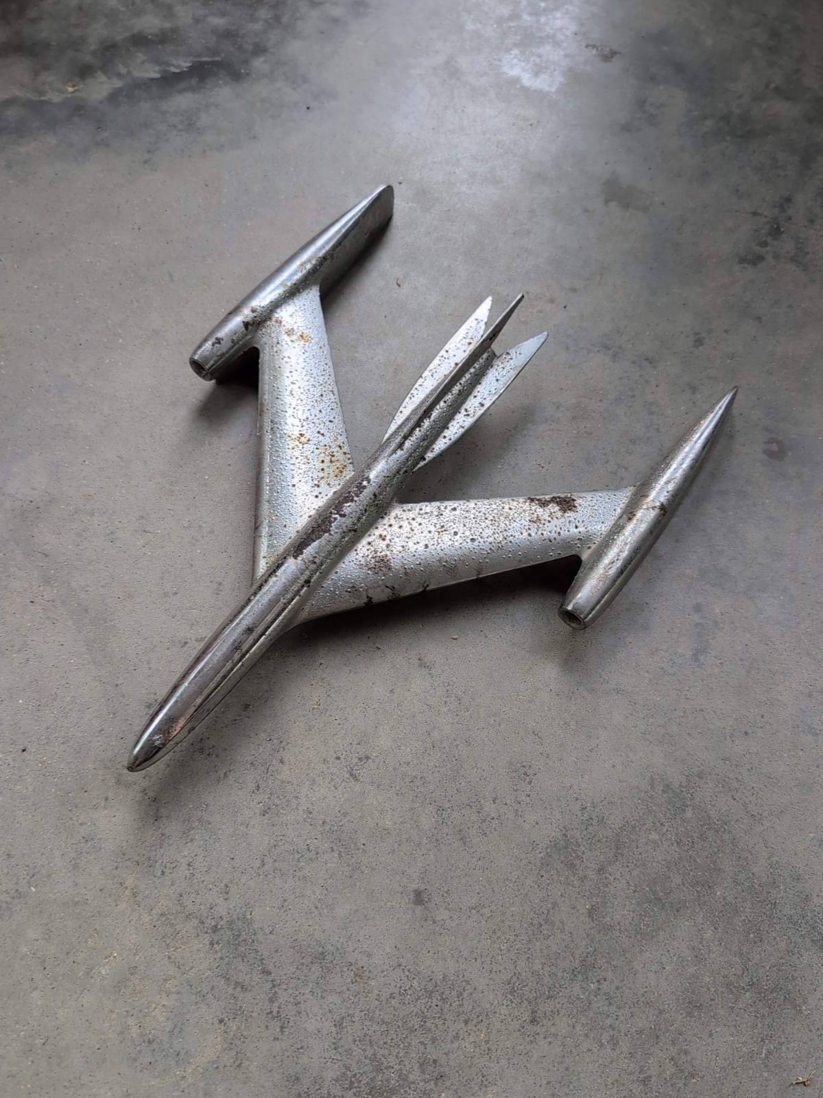 1953-1954 Oldsmobile Rocket Jet Airplane Metal Hood Ornament  USA Vintage