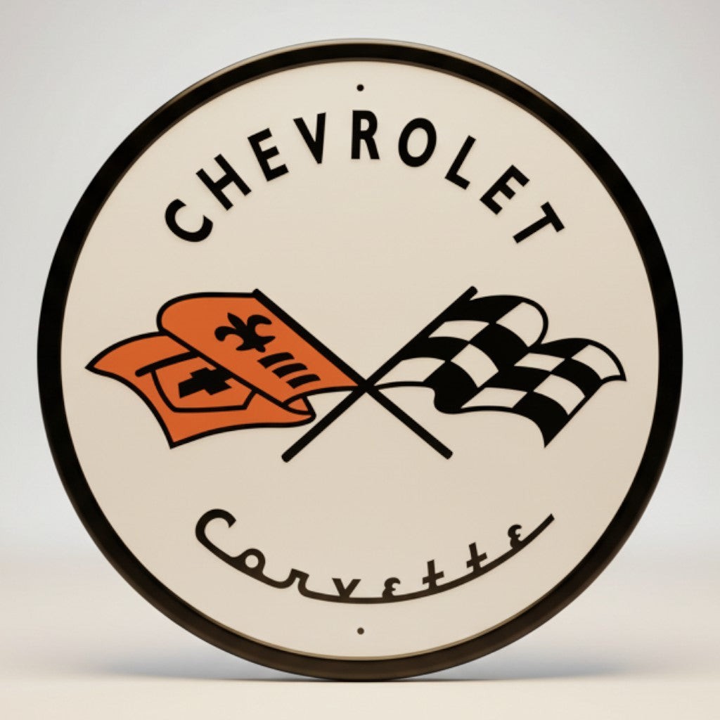 Chevrolet Corvette 1953 Logo Round Metal Sign