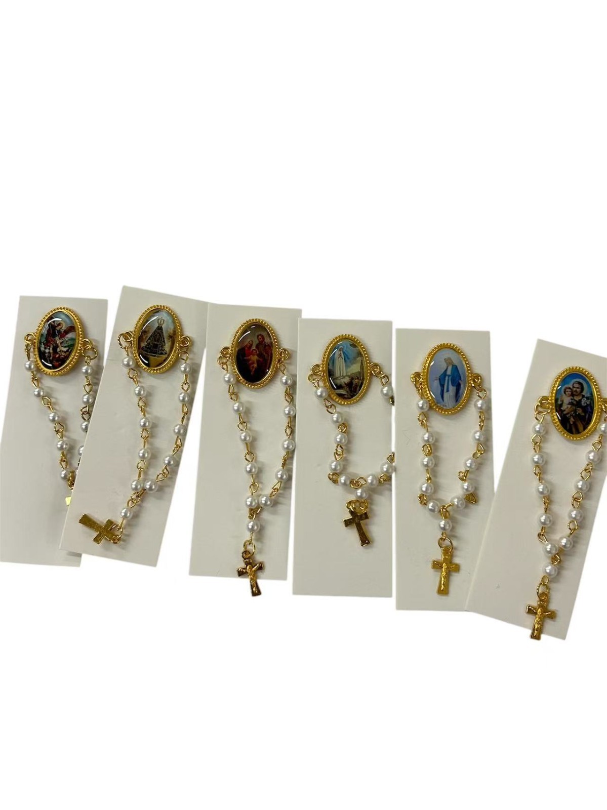 24PC X Rosary Lapel Pins, Divine Mercy Jesus/Virgen de Guadalupe Patron Saints