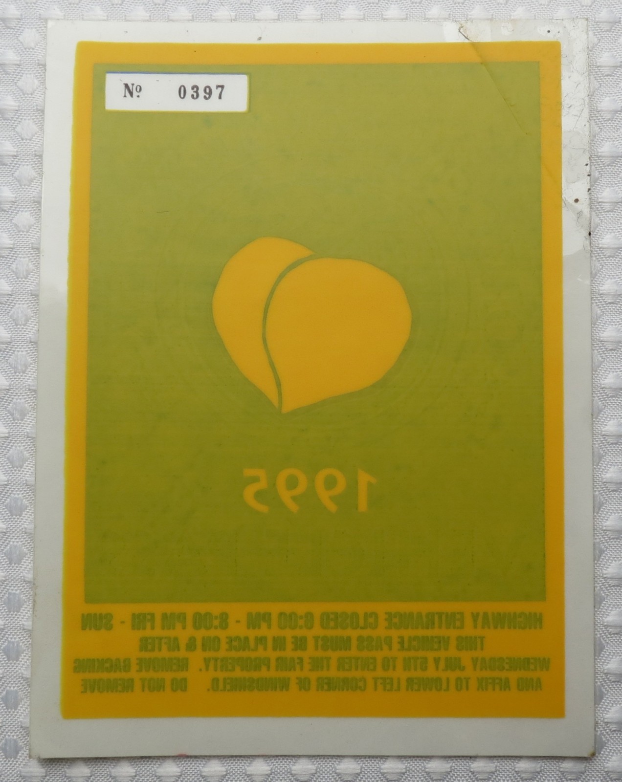 Vtg 1995 Oregon Country Fair OCF Vehicle Pass *Unused* Authentic Rare Collector