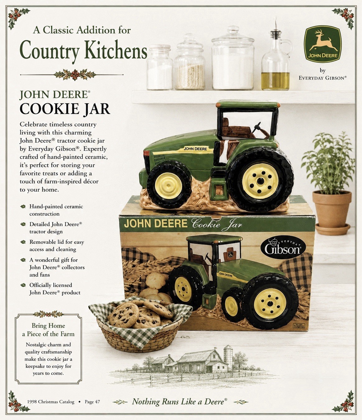 John Deere Tractor Cookie Jar New Gibson 2000 2 Pc Ceramic 33273.02 11 x 7 Cab