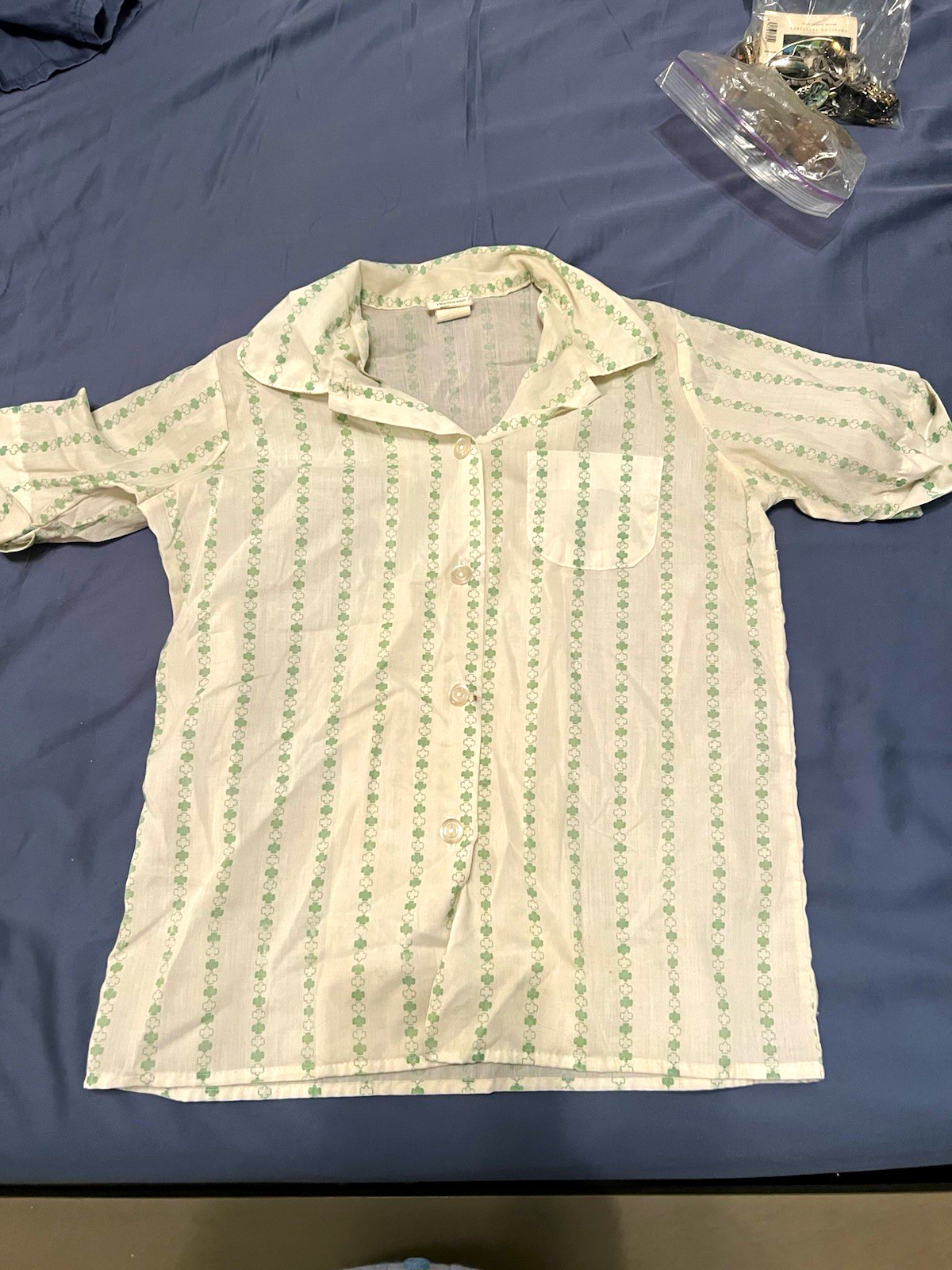Vtg 70s Official Girl Scouts Short Sleeve Button Up Uniform Blouse Shirt Size 12