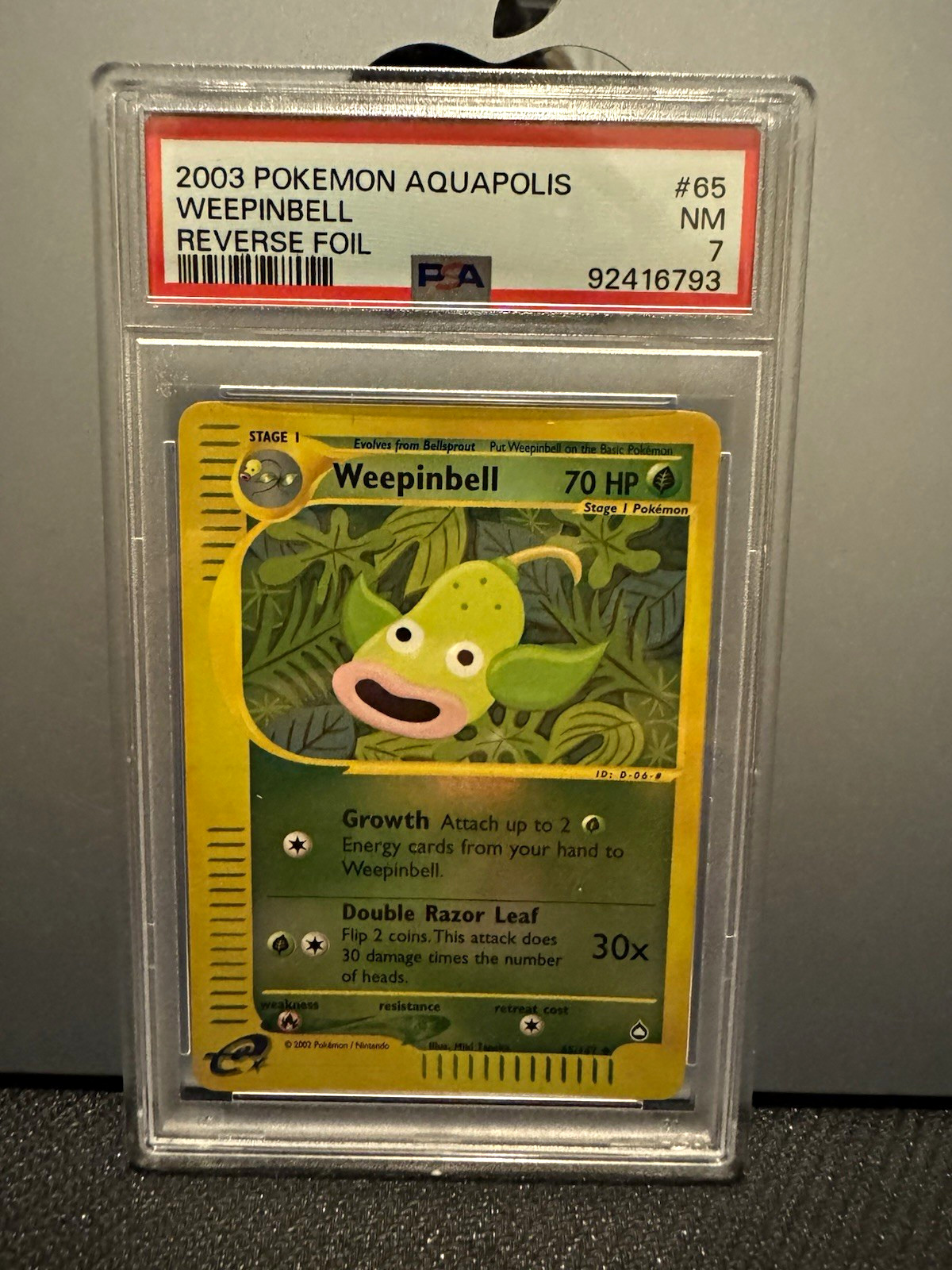 Weepinbell #65 PSA 7 Reverse Holo Aquapolis Vintage WOTC Pokemon - LOW POP 11